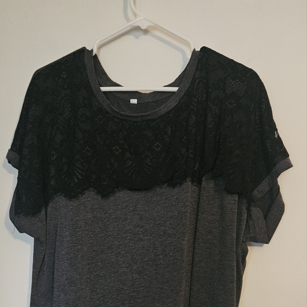Black and Gray Lace Top